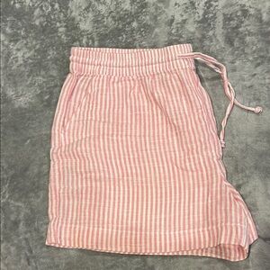 beachlunchlounge Women's Pink and White Striped Cargo Shorts